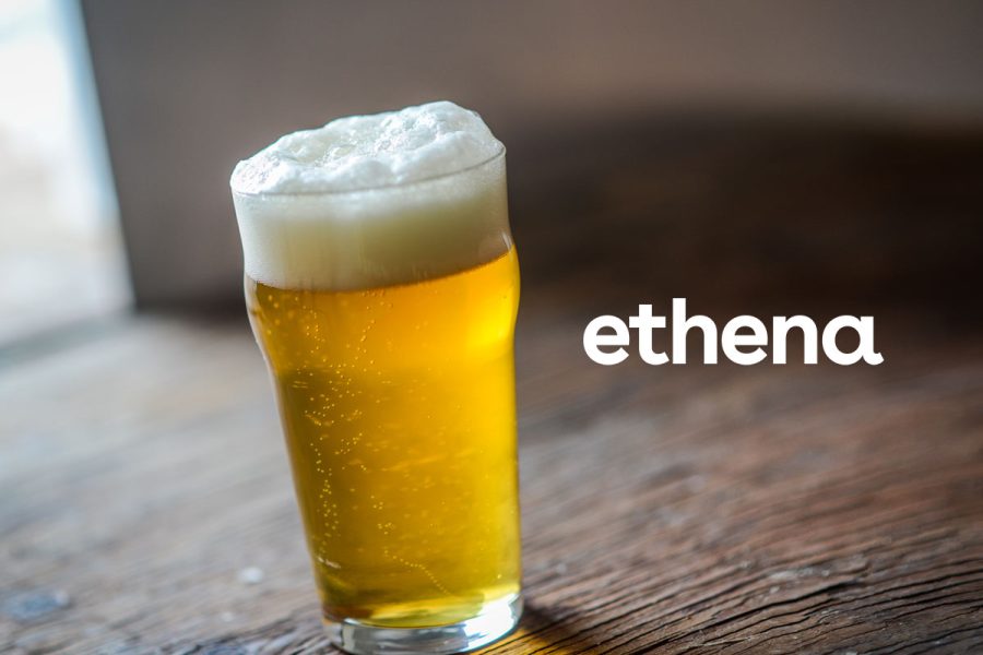 ale in nonic pint glass with ethena logo