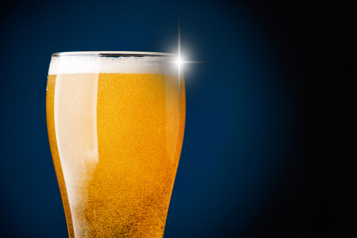 beautiful glass of beer with sparkle