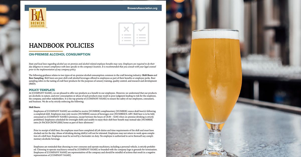 beer in tulip glass on bar with handbook policies template