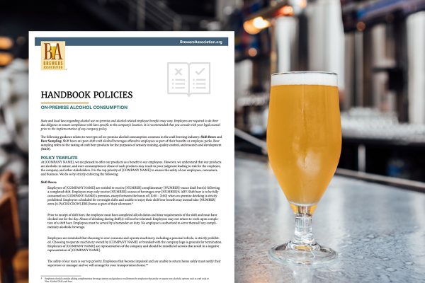 beer in tulip glass on bar with handbook policies template