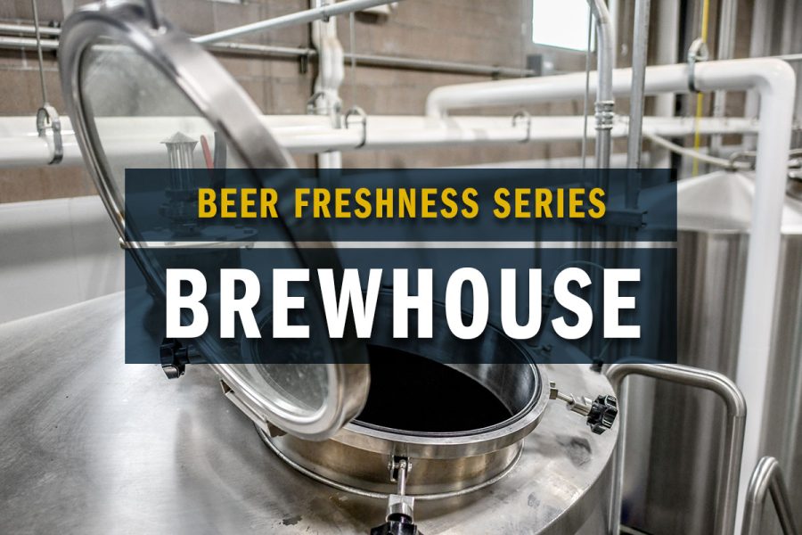 brew kettle with beer freshness series text and brewhouse title overlay