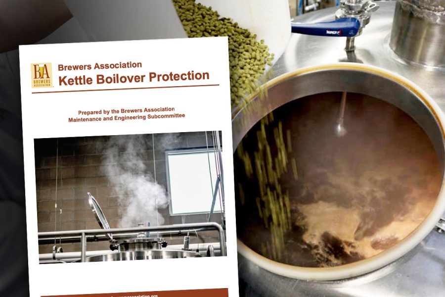 hops pouring into brew kettle with kettle boilover protection resource cover