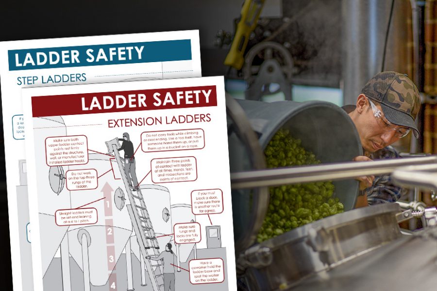 man pouring hops in brewery ladder safety guides 1200x628 1