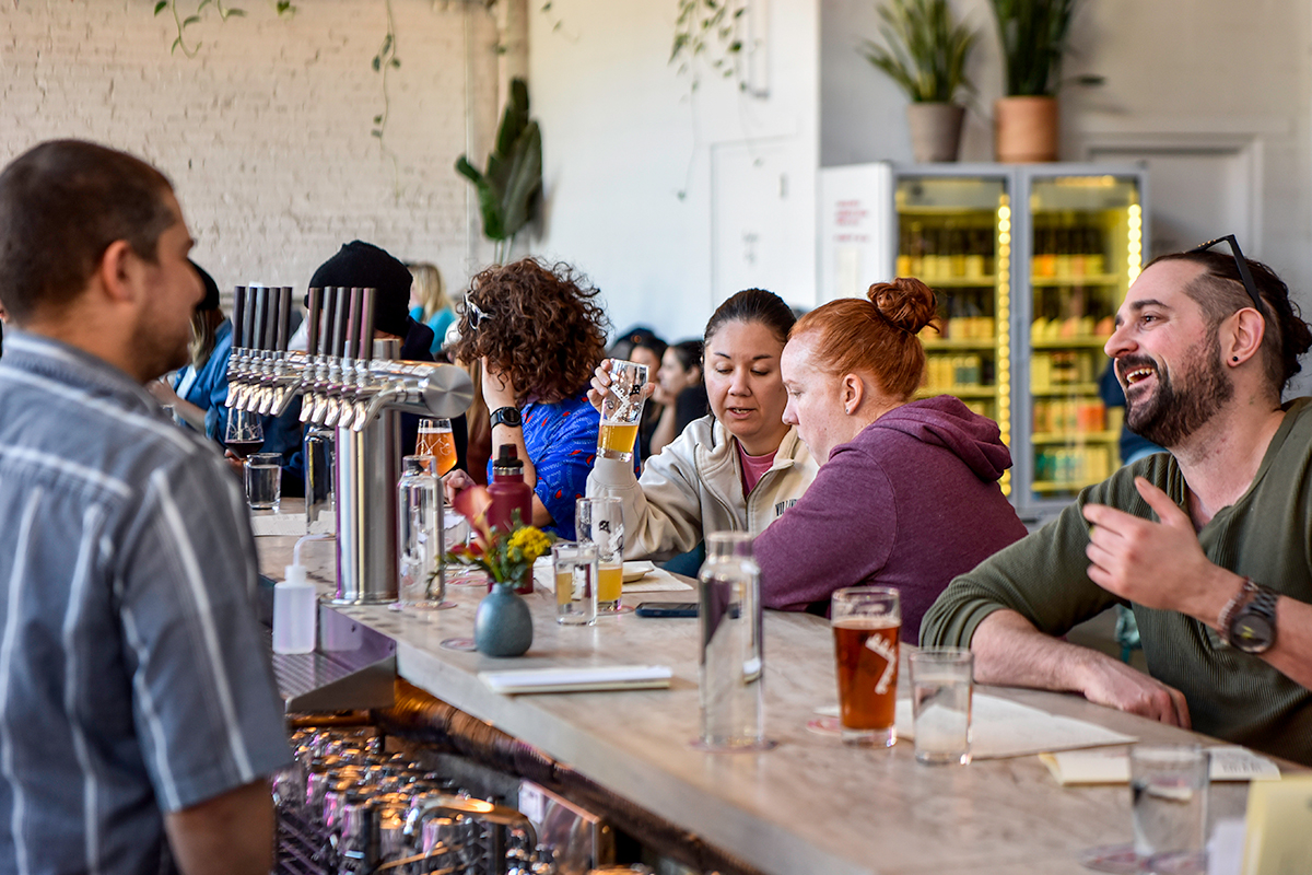 patrons at taproom bar