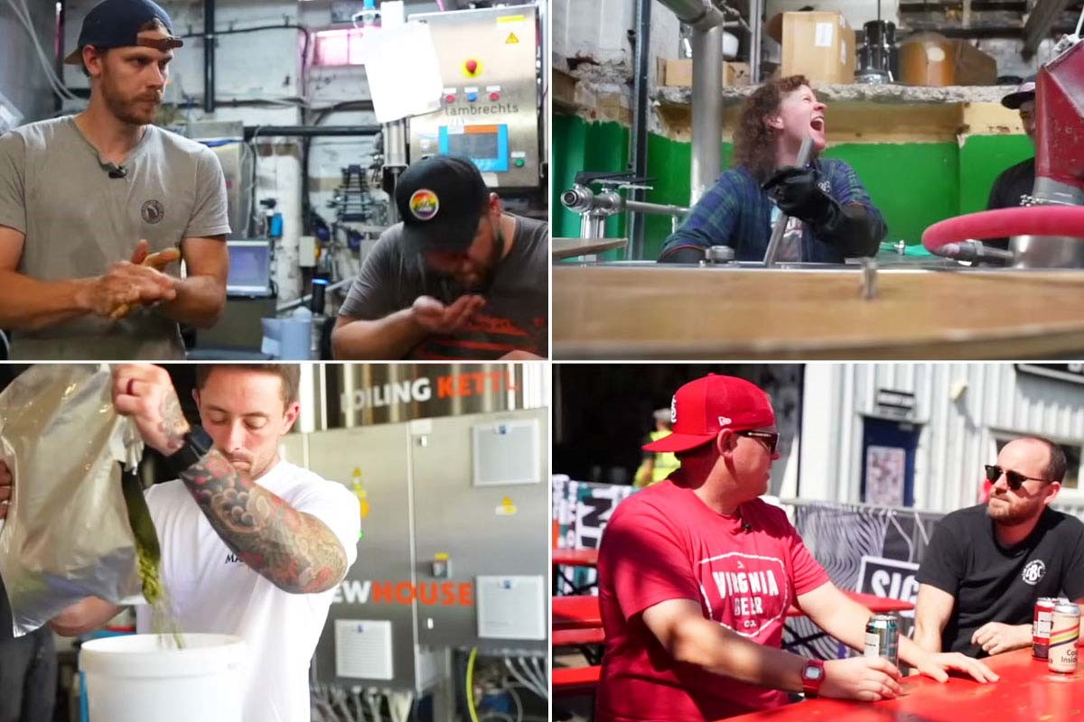 collage of images of brewers making beer