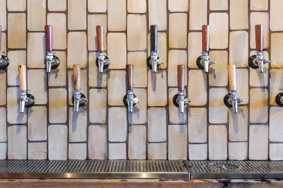 wall of beer taps