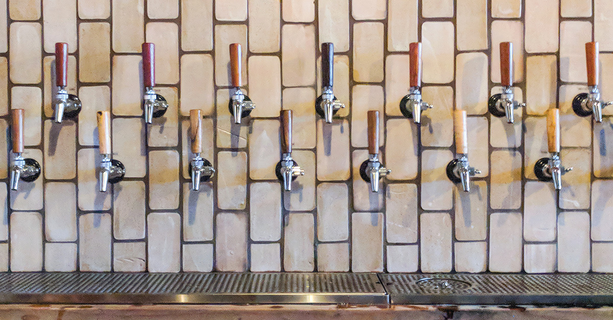 wall of beer taps