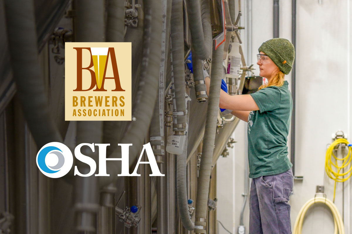woman working in brewery with BA and OSHA logos