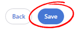 Screenshot with "Back" and "Save" buttons