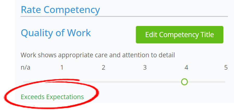 Zywave screenshot showing competency rating scale